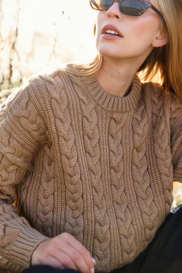 Beige sweater oversize with braids