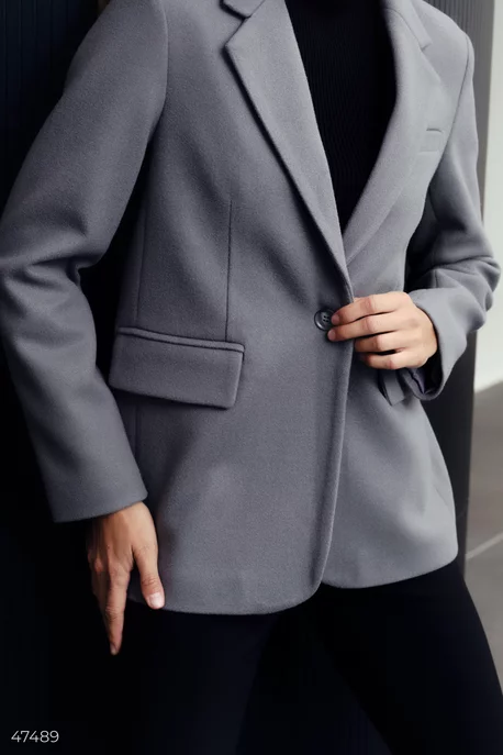 ジャケット・アウター perverze Re-PET Single Breasted Coat Gray single-breasted coat-jacket (№ 47489) ♡ Gepur - women