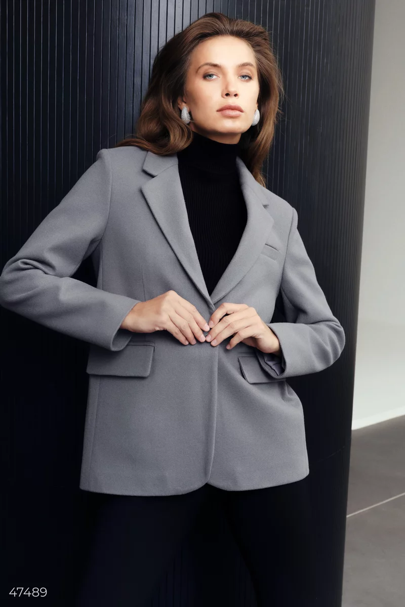 Gray single-breasted coat-jacket photo 1