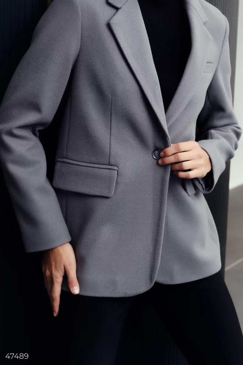 Gray single-breasted coat-jacket photo 3