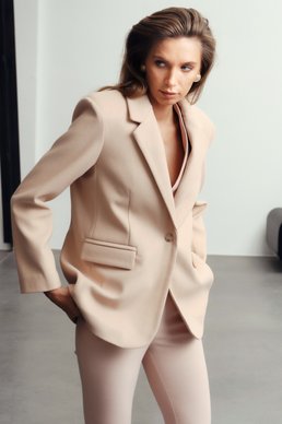 Beige single-breasted coat-jacket photo 2