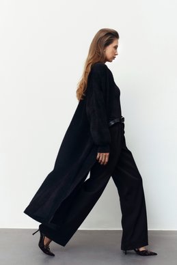 Long knitted black cardigan photo 2