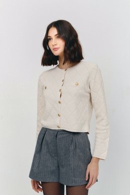 Beige cardigan in old money style