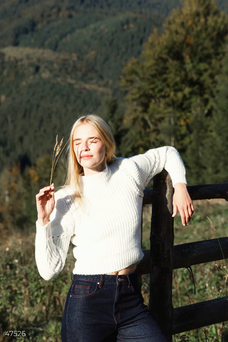 Milk sweater with braids photo 2