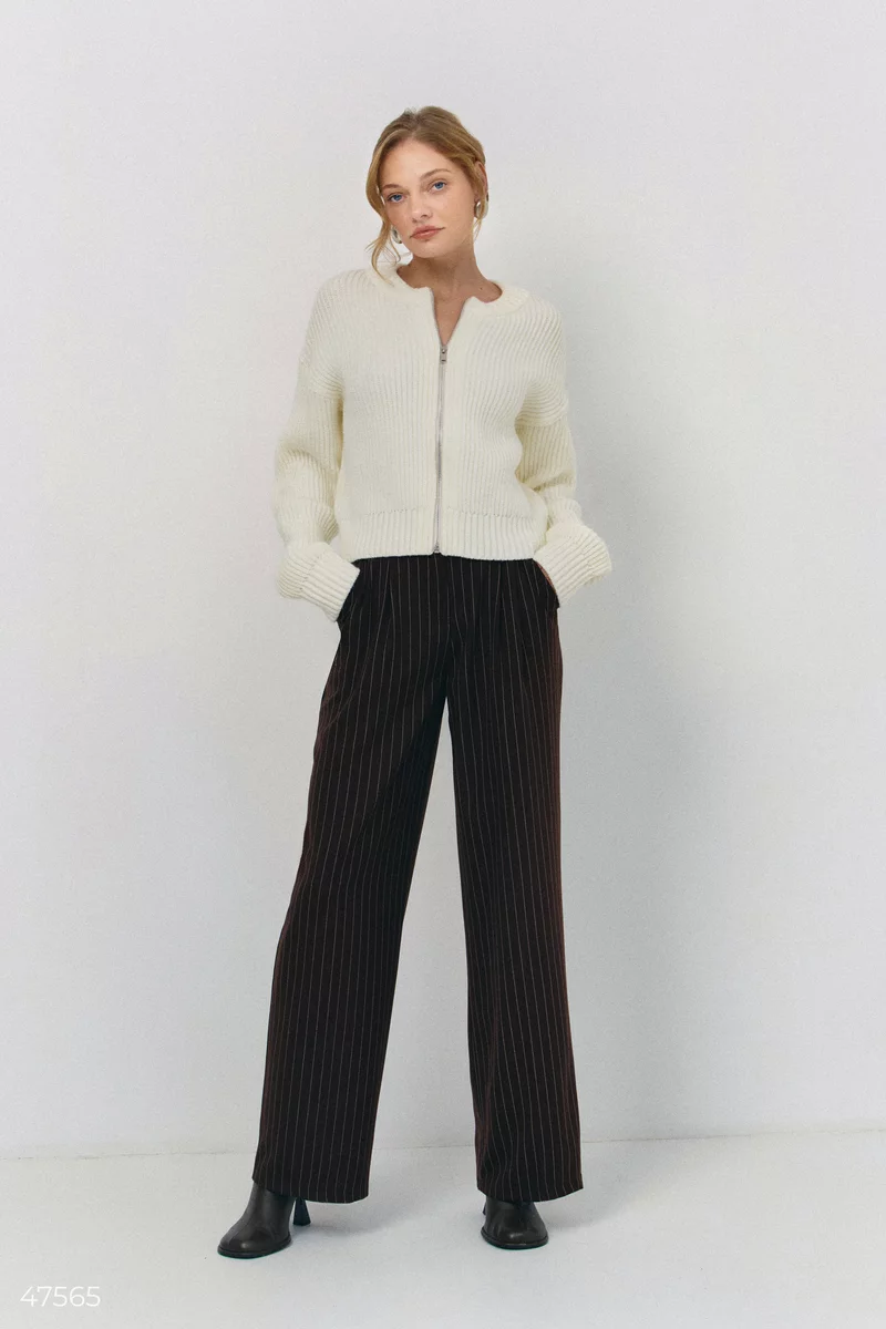 Brown striped palazzo pants photo 1