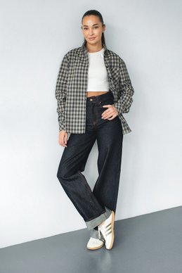 Brown checkered shirt photo 2