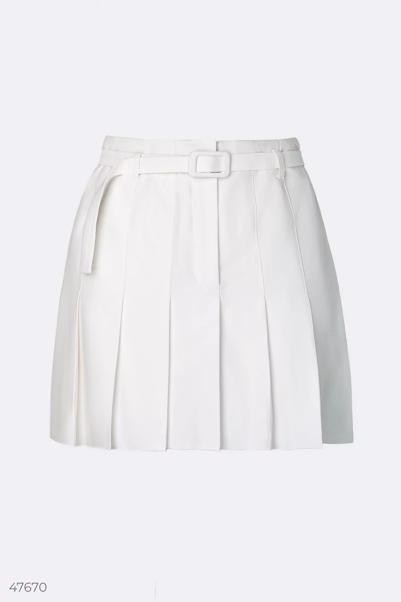 Milk pleated mini skirt (№ 47670) ♡ Gepur - women clothes store