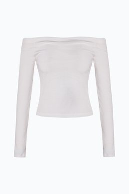 Milk knitted longsleeve with open shoulders
