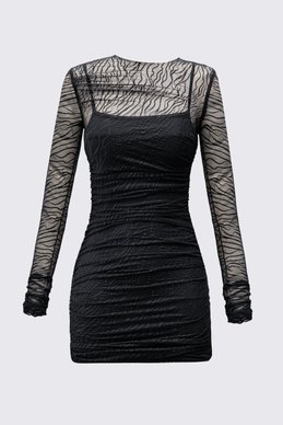 Black bodycon mini dress with drape