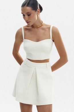 Milk crop top with bouclé