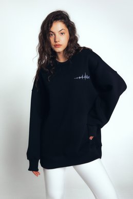 Black LOVE oversized fleece sweatshirt