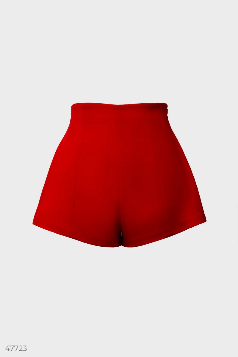 Red short shorts made of suit fabric photo 5