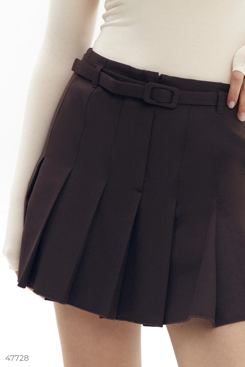 Brown pleated mini skirt photo 5