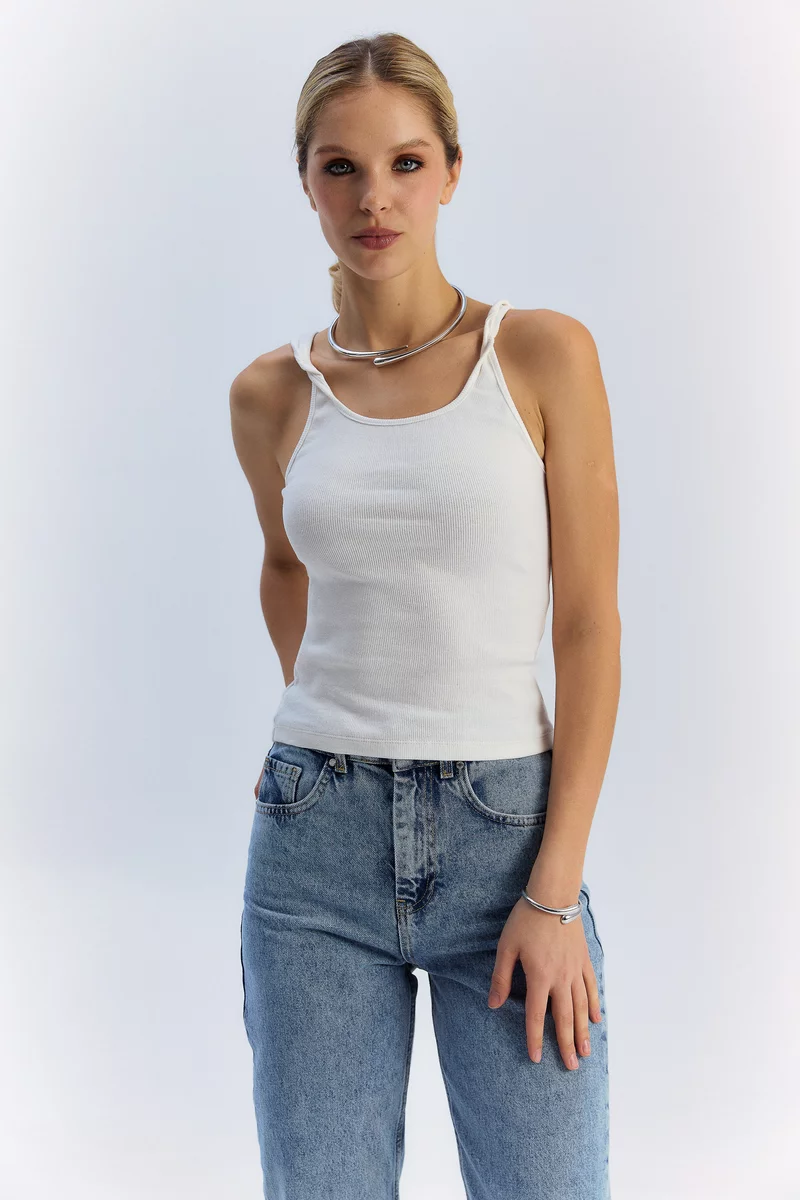 Milk knit ribbed tank top photo 1