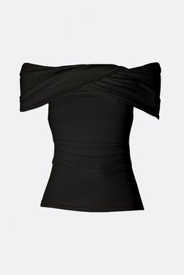 Black knitted top with drape