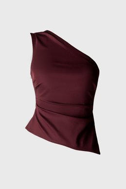 One-shoulder top in burgundy