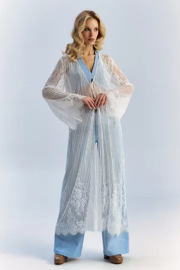 White lace long blouse