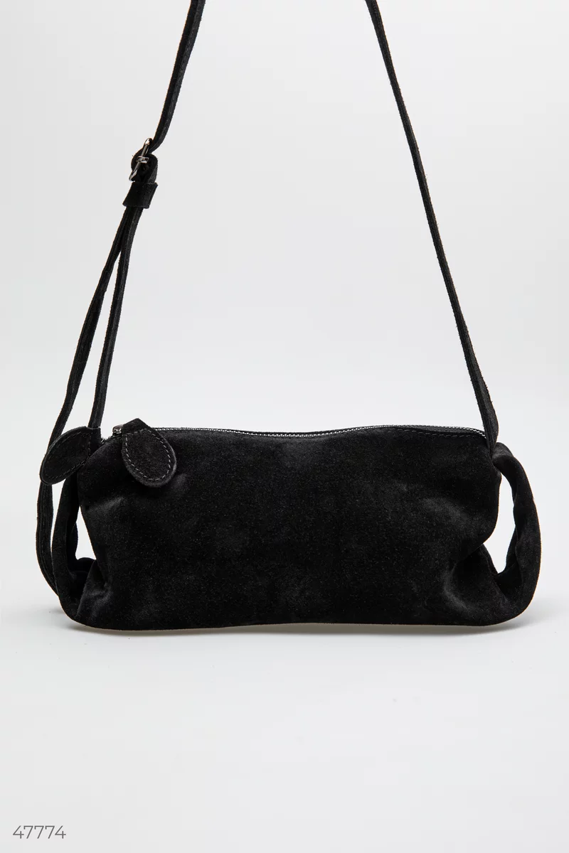 Black bag made of natural suede photo 3