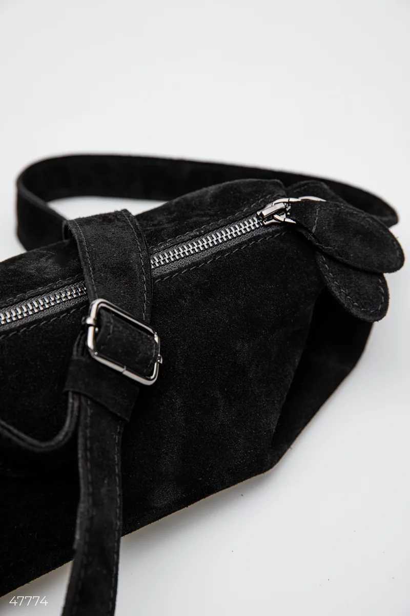 Black bag made of natural suede photo 4