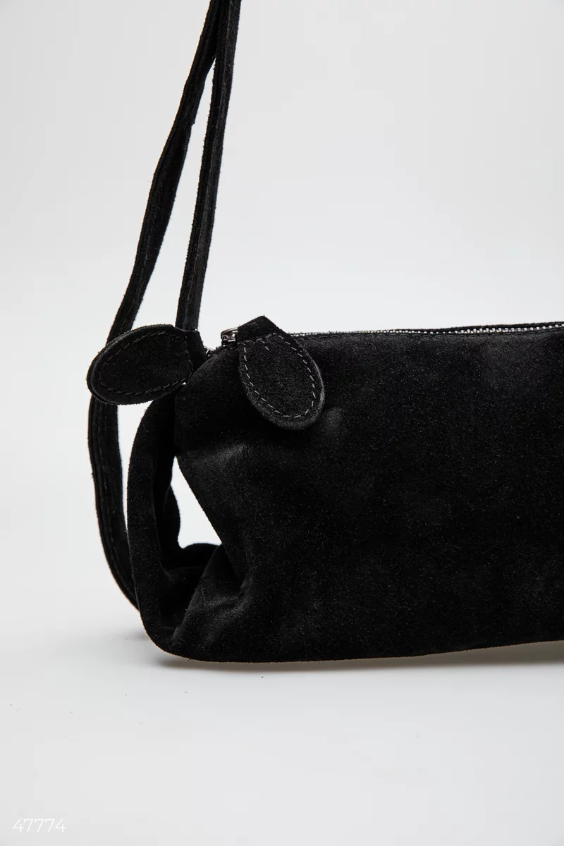 Black bag made of natural suede photo 5