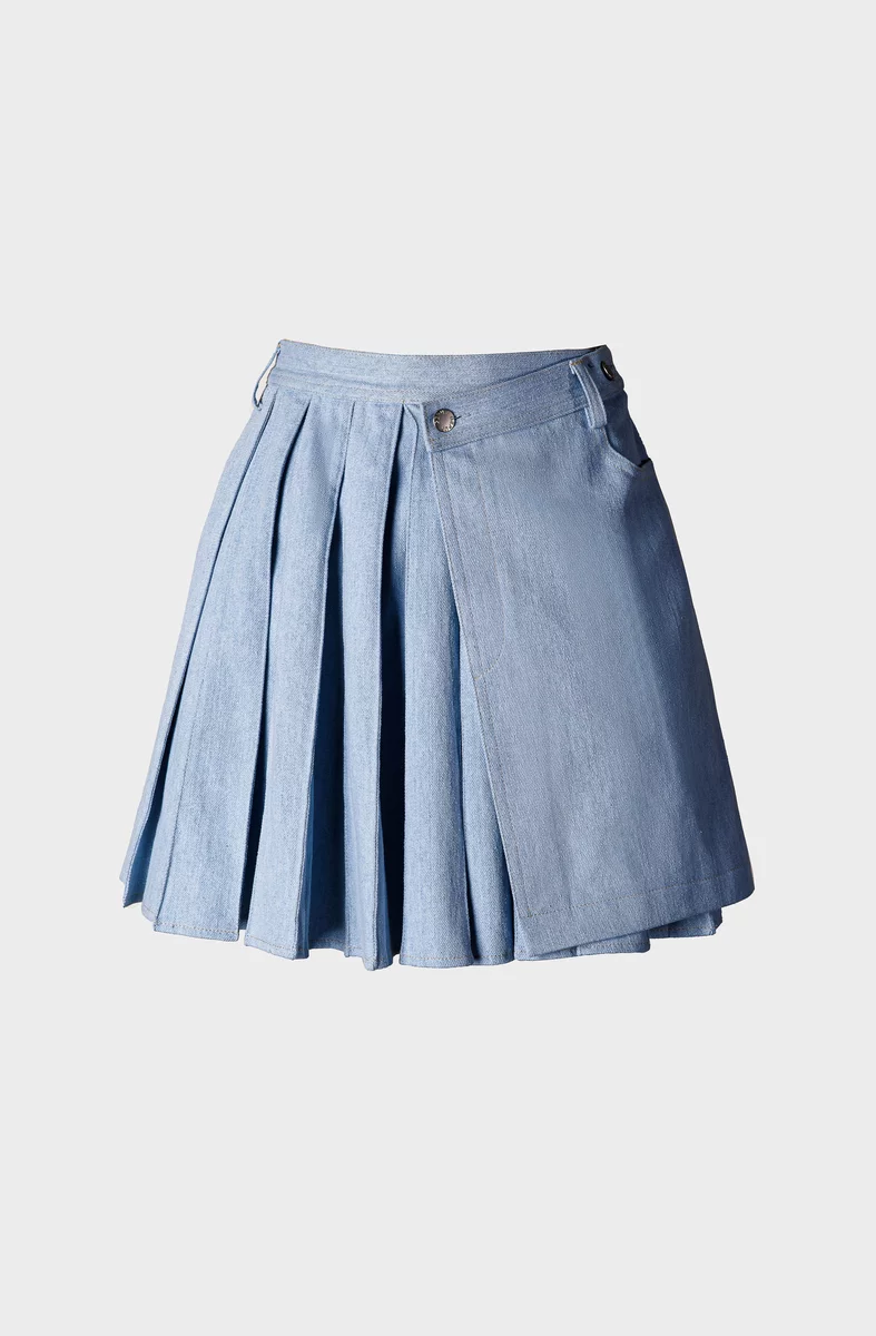 Blue pleated denim skirt (№ 47796) ♡ Gepur - women clothes