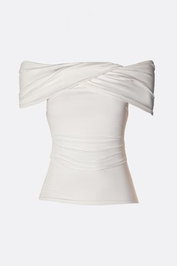 Milk knit top with drape