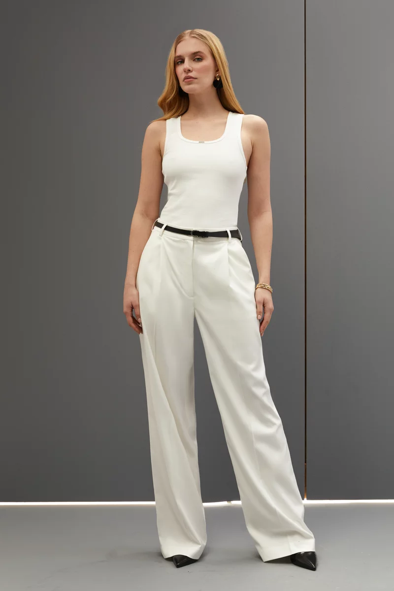 Milky palazzo pants made of suit fabric photo 2