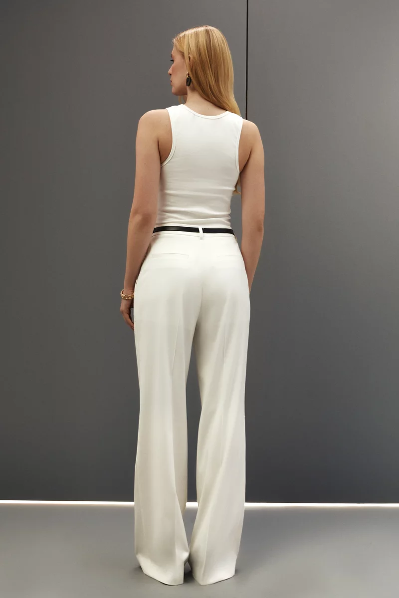 Milky palazzo pants made of suit fabric photo 5