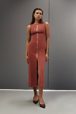 Terracotta maxi dress with slits