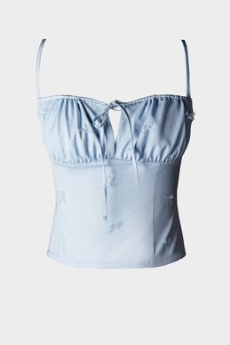 Blue crop top with bows