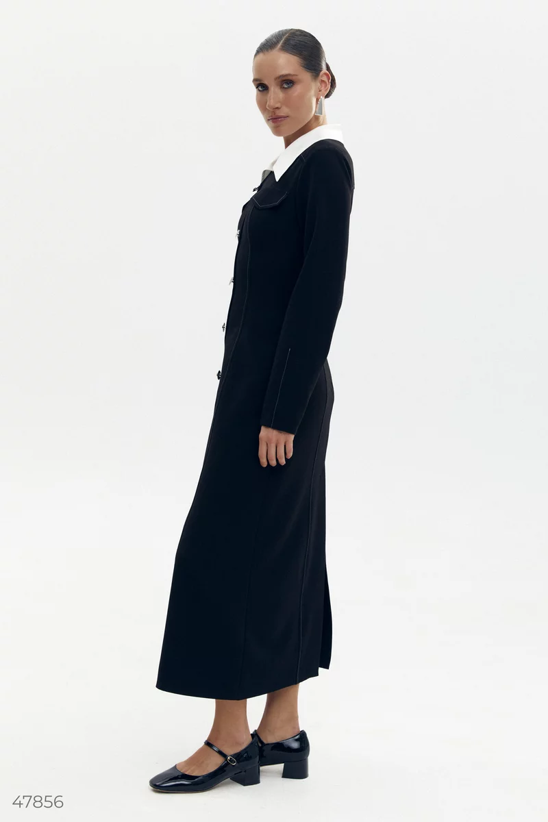 Black midi dress with detachable collar photo 4