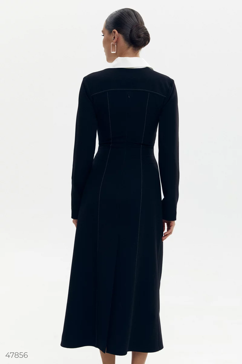 Black midi dress with detachable collar photo 5