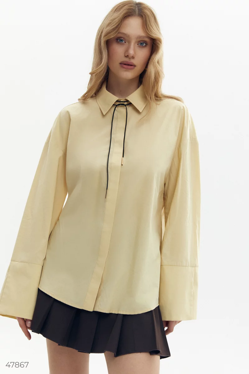 Oversized yellow shirt with wide sleeves photo 3