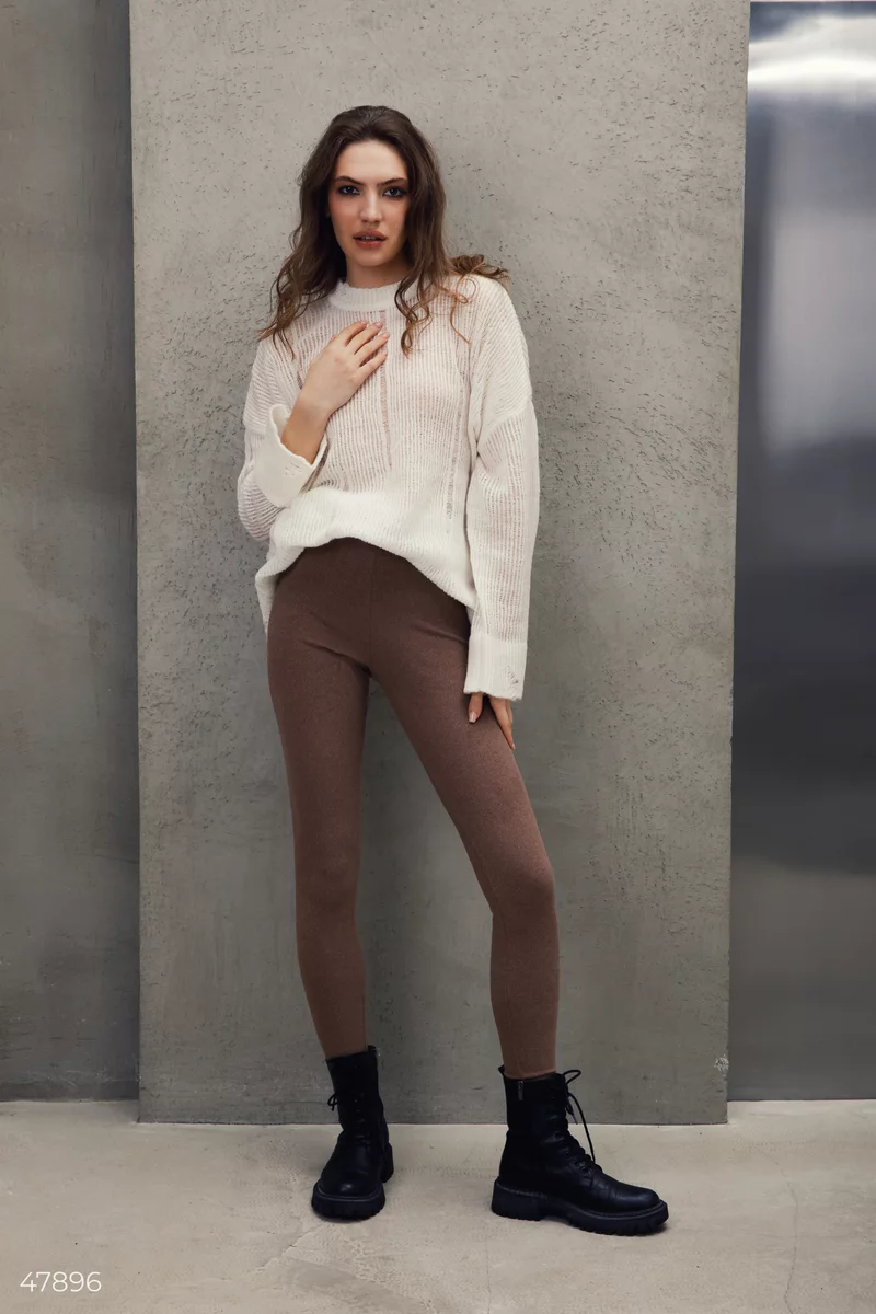 Light brown warm leggings photo 1