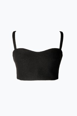 Black bouclé crop top
