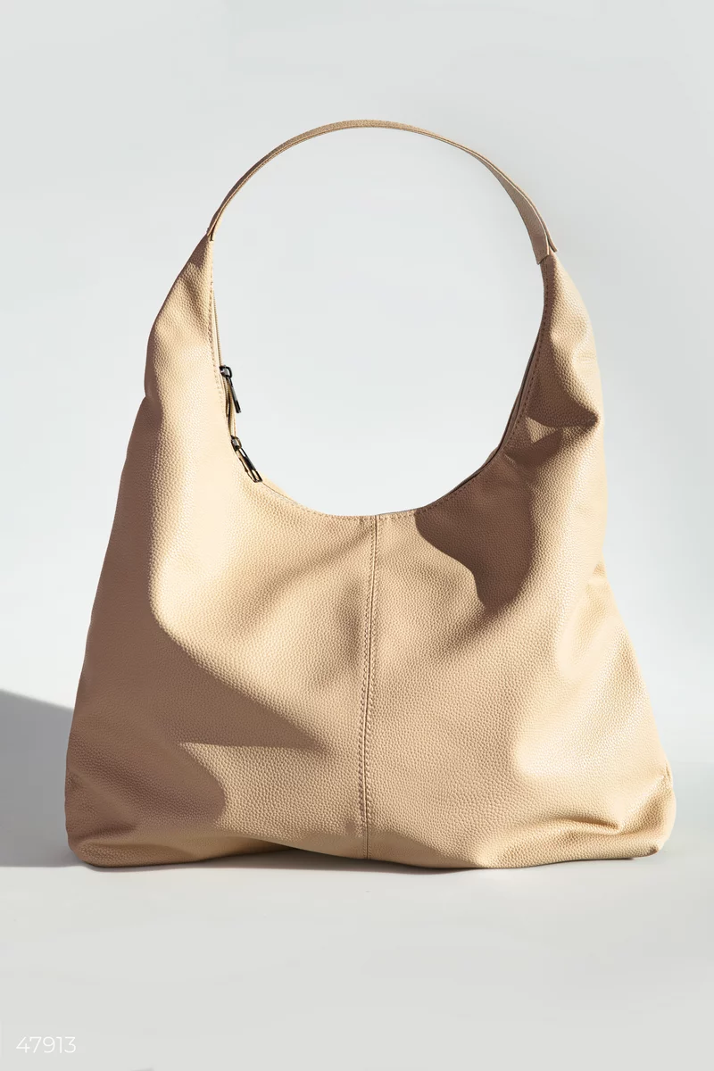 Beige roomy eco-leather shopping bag photo 1