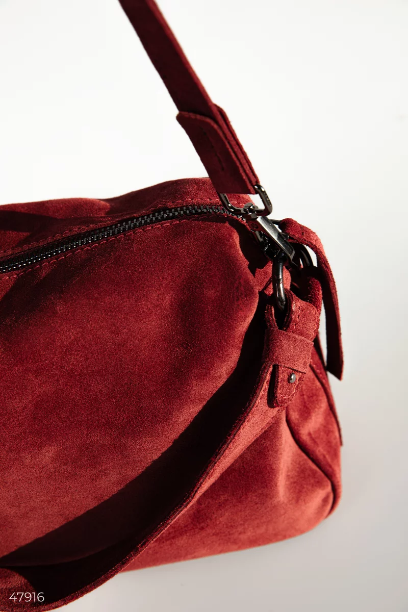 Burgundy suede bag photo 3