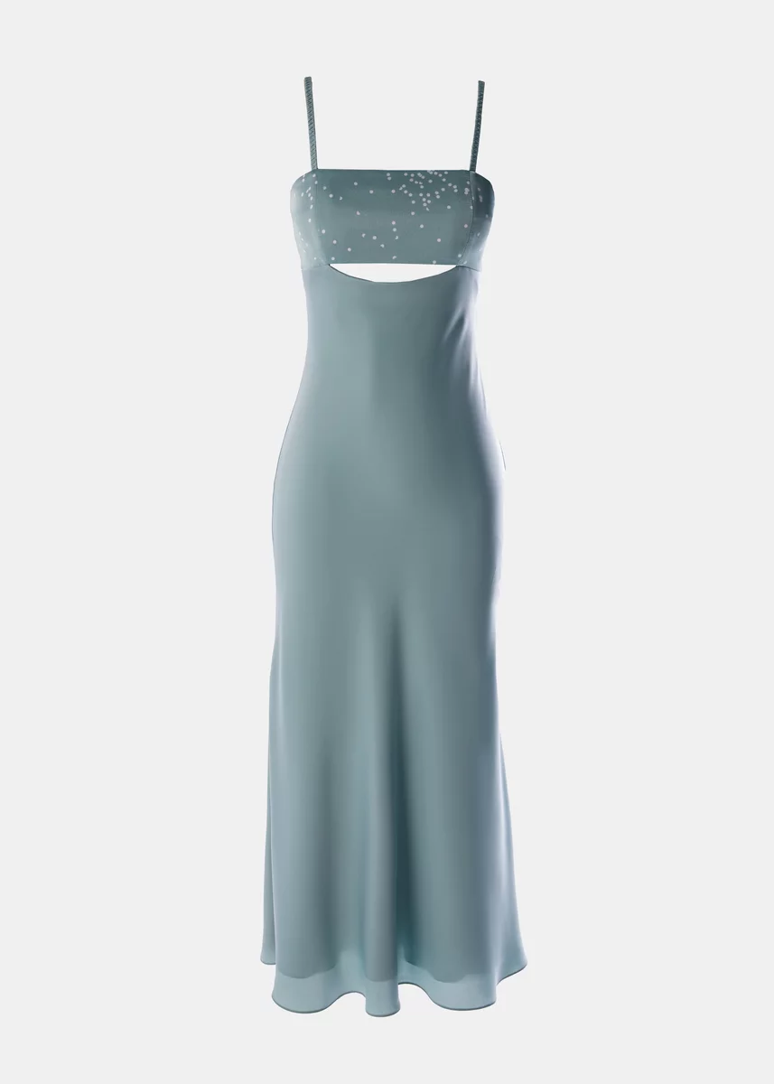Menthol satin maxi dress photo 1