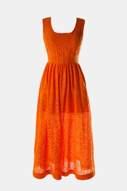 Orange sundress made of copper with brocade