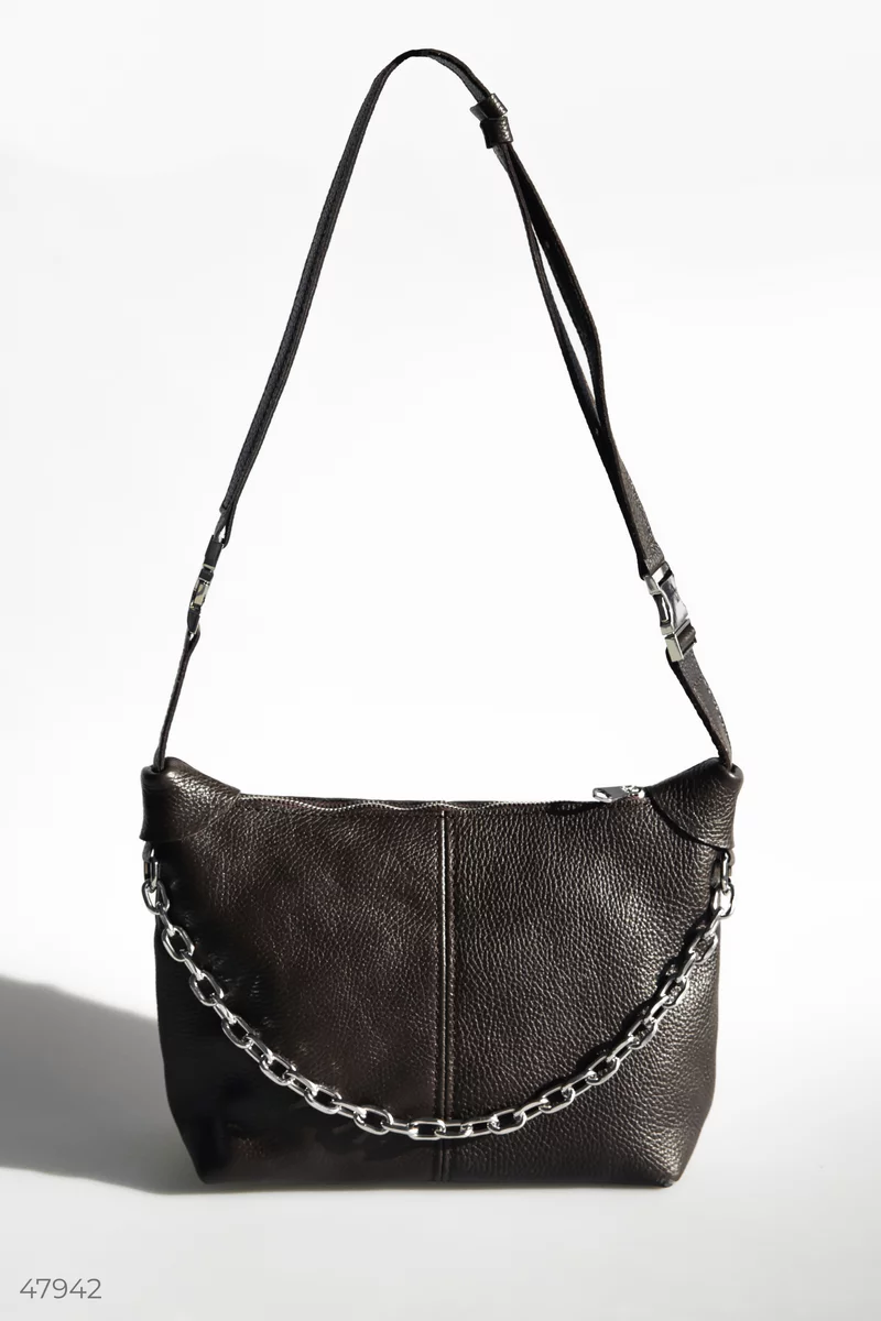 A bag made of genuine leather in a chocolate shade photo 1