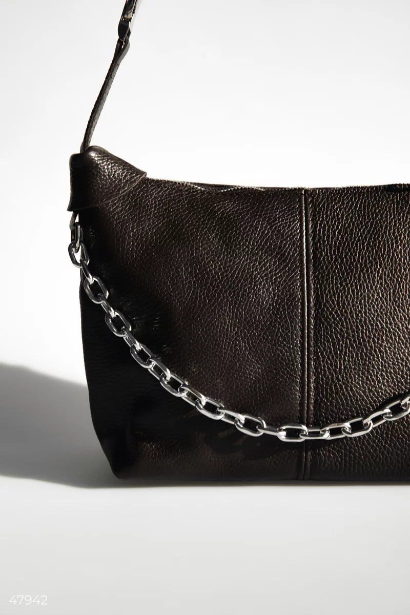 A bag made of genuine leather in a chocolate shade photo 2