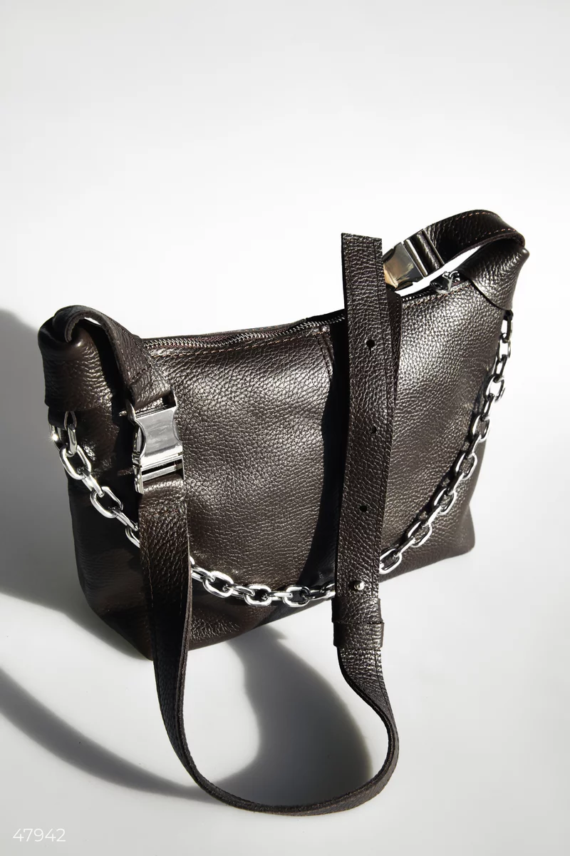 A bag made of genuine leather in a chocolate shade photo 3