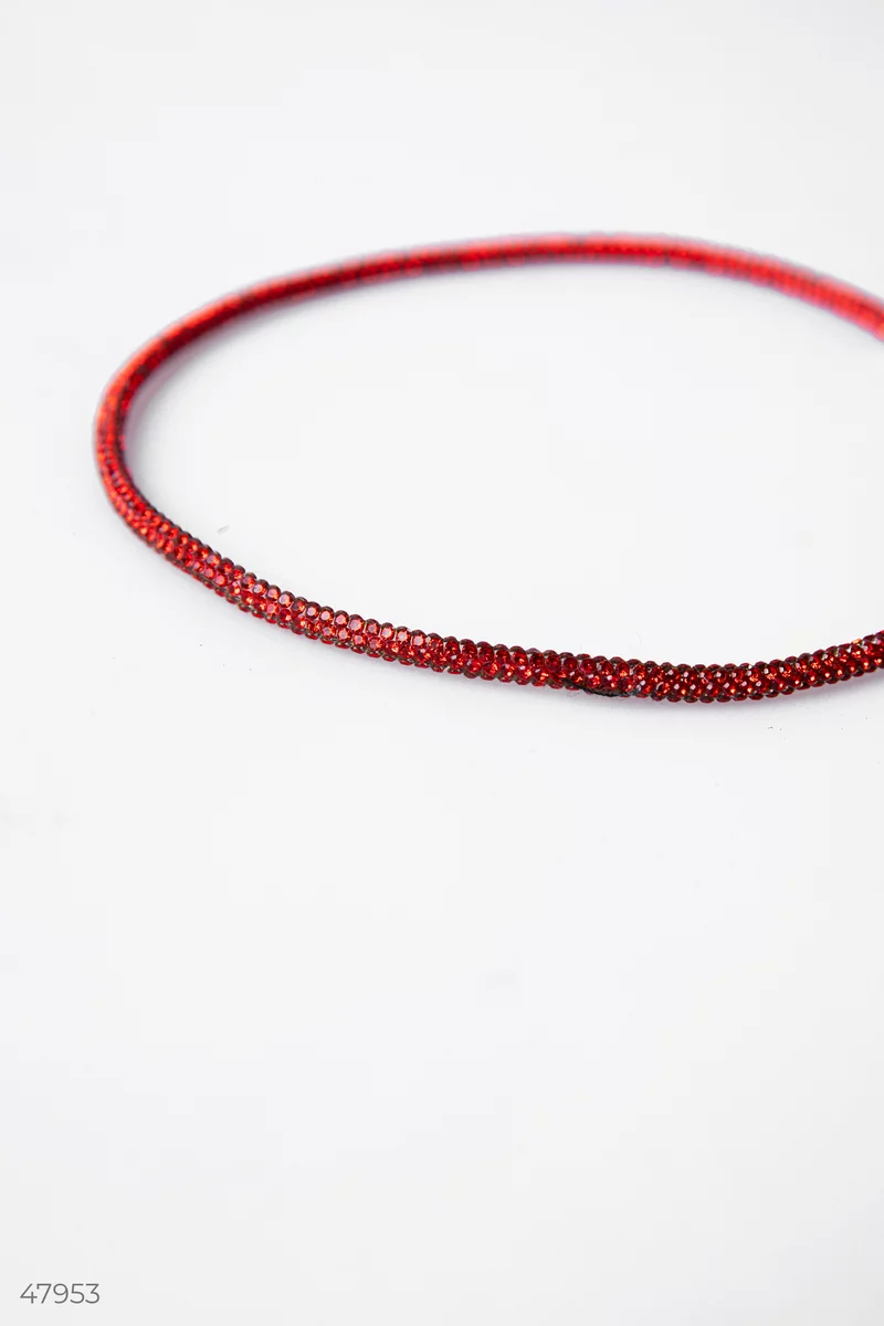 Red choker chain with stones photo 2