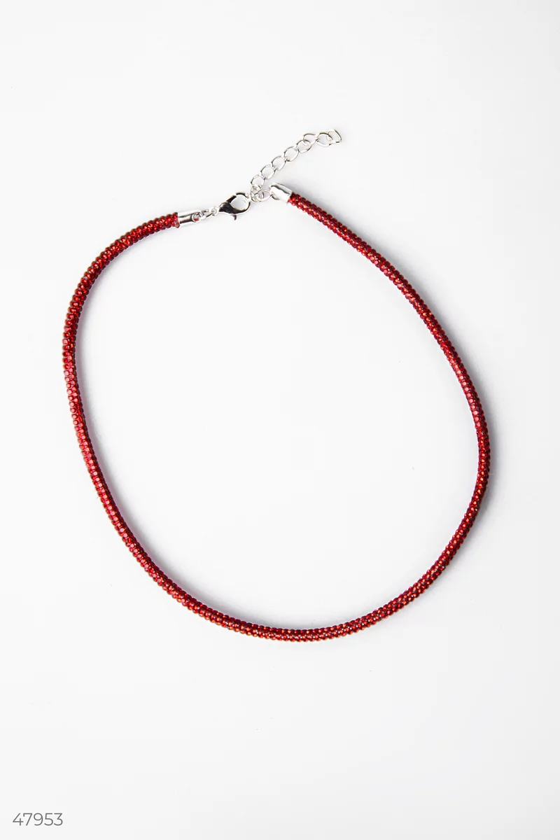 Red choker chain with stones photo 3