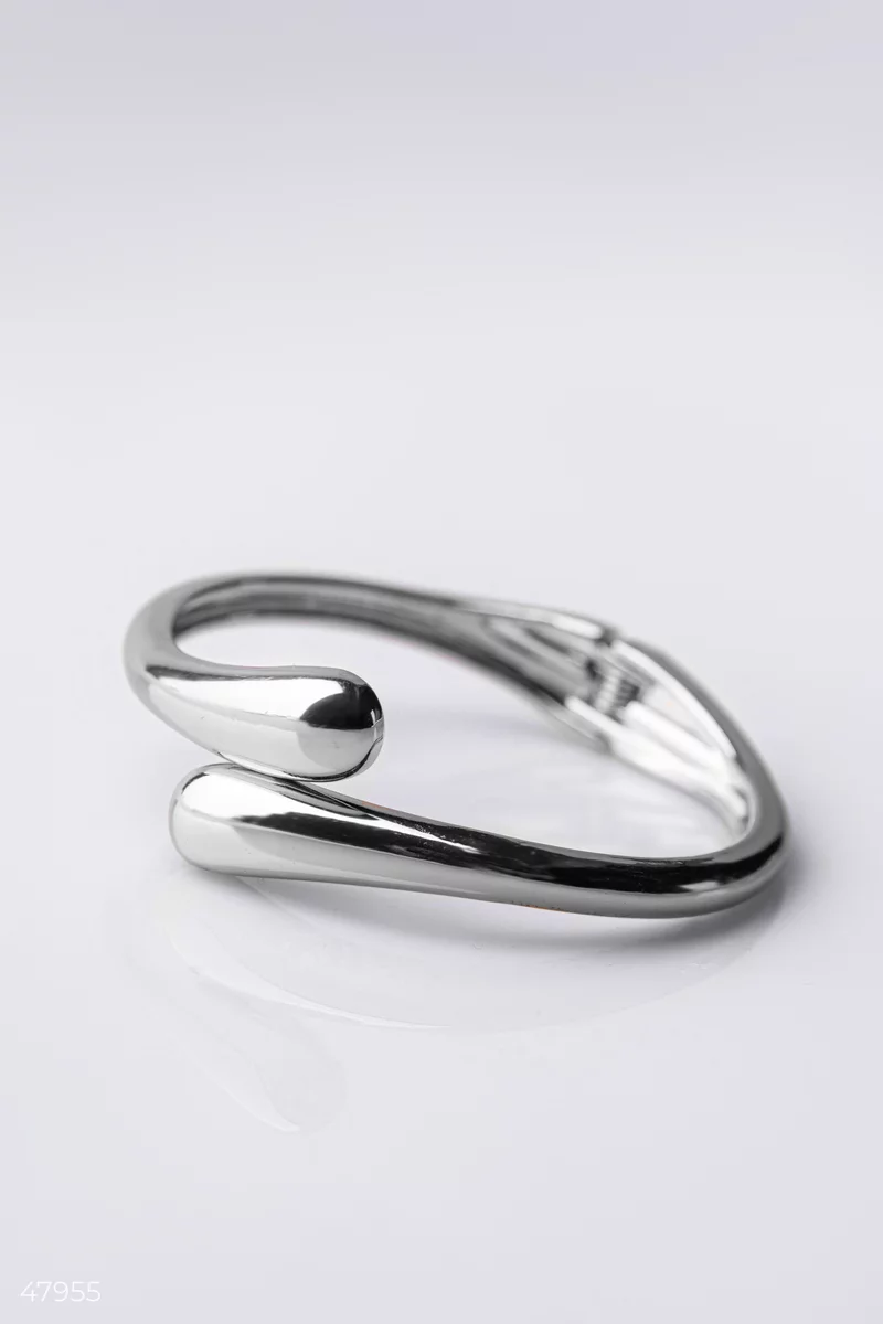 Silver metallic snake bracelet photo 2