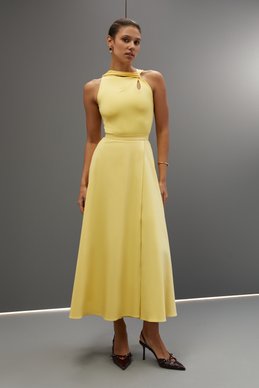 Yellow flared maxi skirt