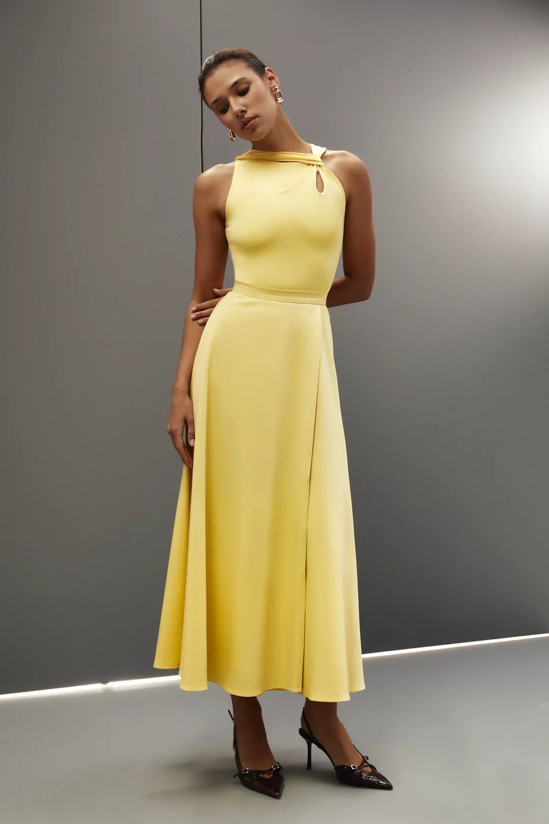 Yellow flared maxi skirt photo 2