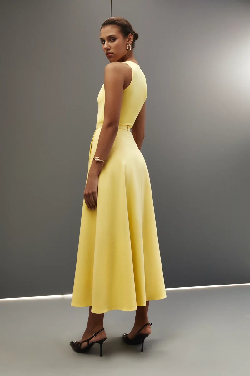 Yellow flared maxi skirt photo 3