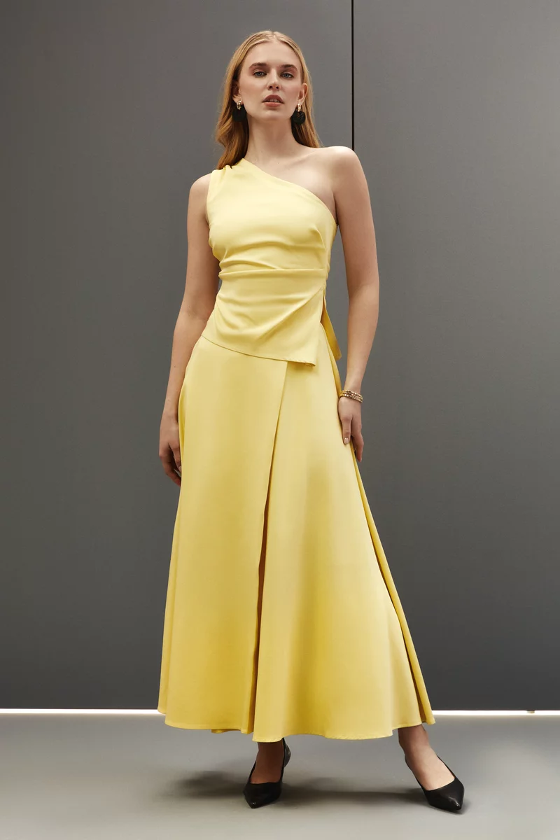 Yellow flared maxi skirt photo 4