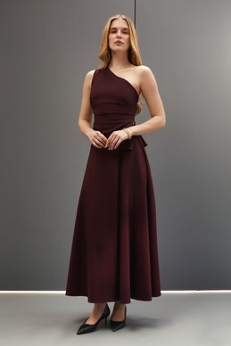 Flared maxi skirt in burgundy